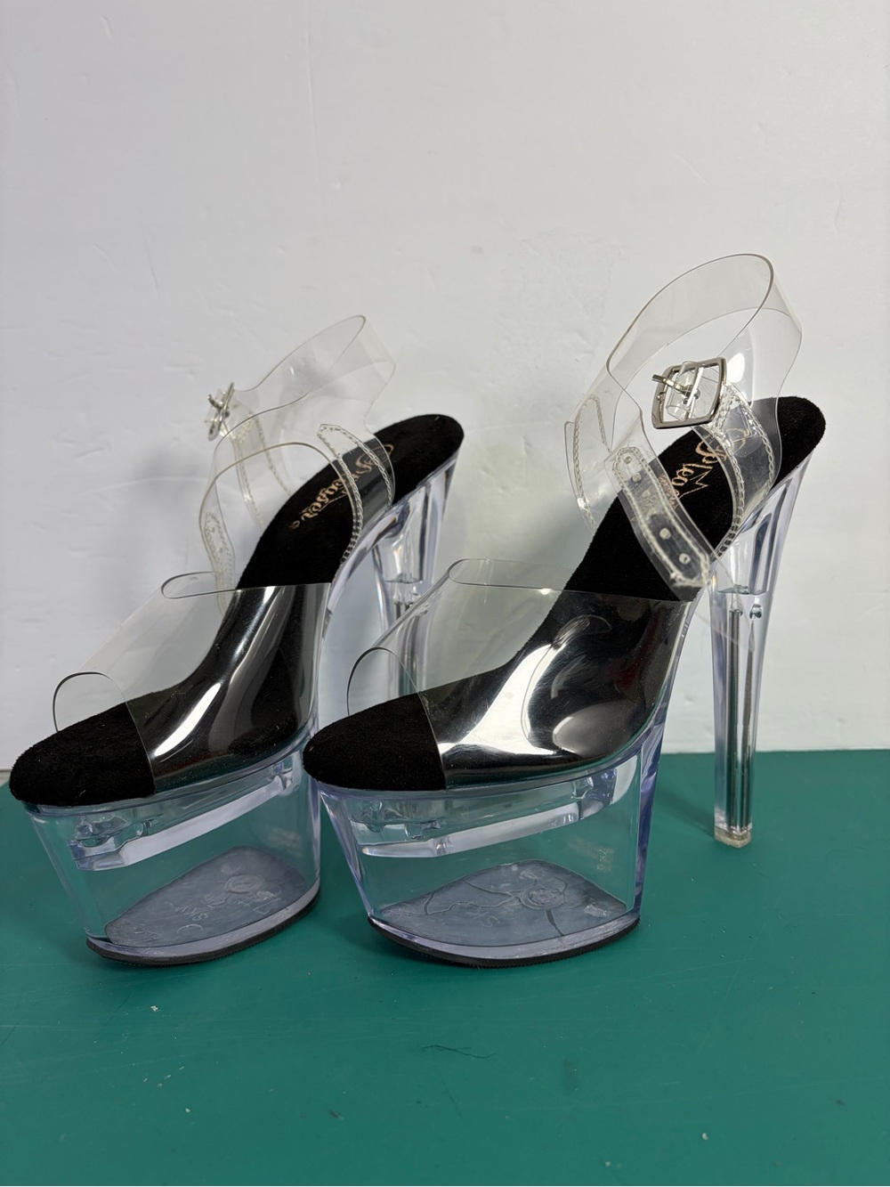 Pleaser Flashdance 708 LED Clear Platform Heels Stripper Shoes Size 8